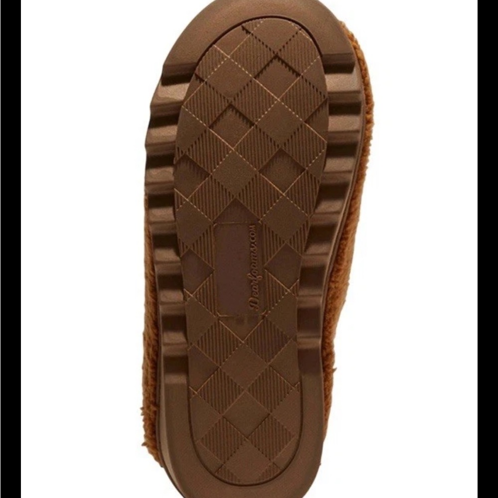 Dluxe By Dearfoams Womens Saffron Teddy Scuff Slippers Chestnut Brown L NWT - Picture 11 of 12